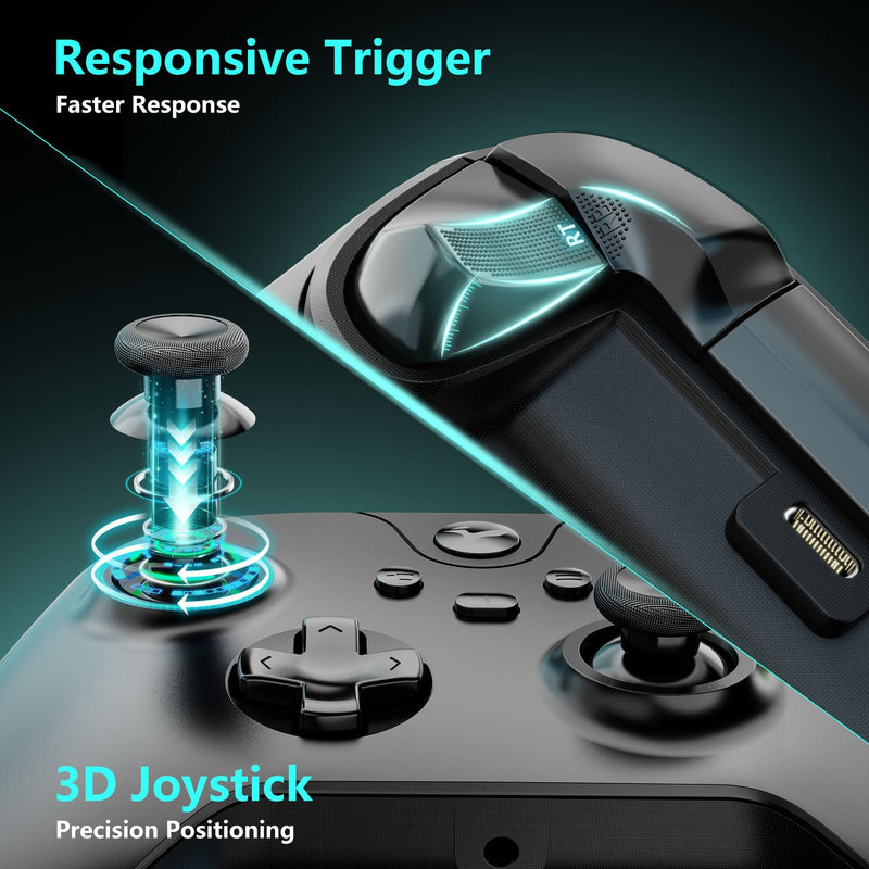 YAEYE Wired Controller for Xbox One, Enhanced Gaming Controller Compatible with Xbox Series X|S / PC Windows 10/11, Plug-and-Play with Dual Vibration Motors 3.5mm Headset Jack, 7.2ft Long USB Cable - Black