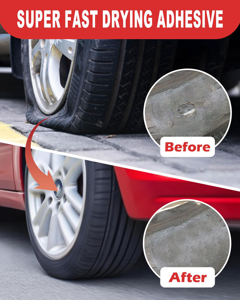 Chemical Vulcanizing Cement, Clear Tire Repair Glue 4.06 Fl.Oz, All Purpose Rubber Cement can Quickly Seal Tires. Tire Patch Glue with Brush Top for Car, Motorcycle, and Bike Tires. Resin