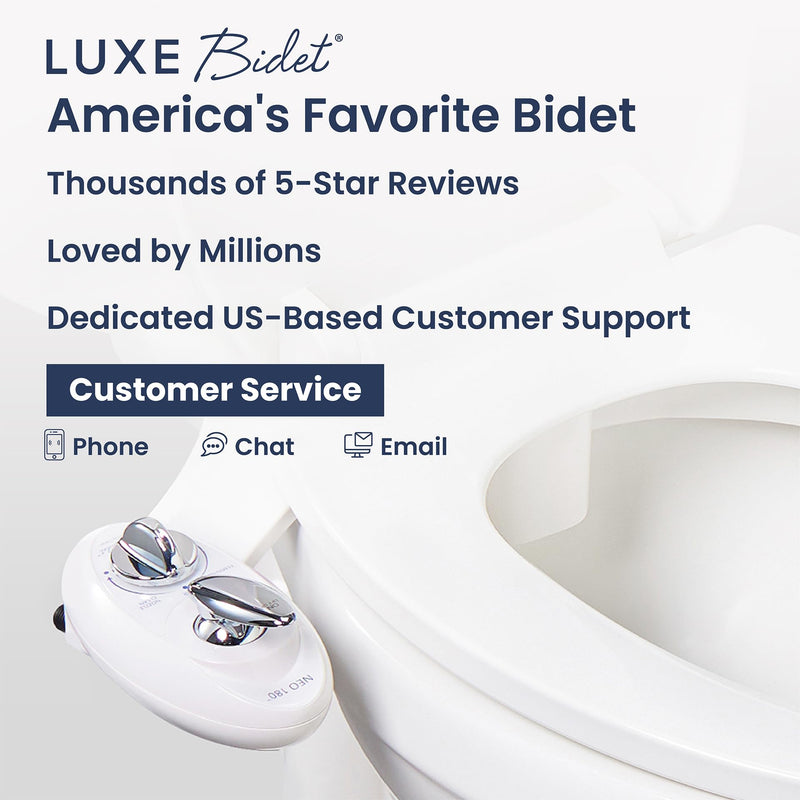 LUXE Bidet NEO 180 - Dual Nozzle, Self-Cleaning, Non-Electric Bidet Attachment for Toilet Seat, Adjustable Water Pressure, Rear & Feminine Wash, with Lever Control (White) White