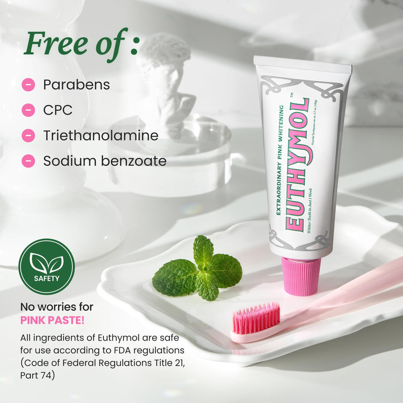 EUTHYMOL Whitening Toothpaste (3.7fl oz*3, Pack of 3) - Stain Removal in 2 Weeks, Long-Lasting Freshness for Sensitive Gum & Teeth. Bad Breath, Cavity Prevention. Recyclable Aluminum Tube
