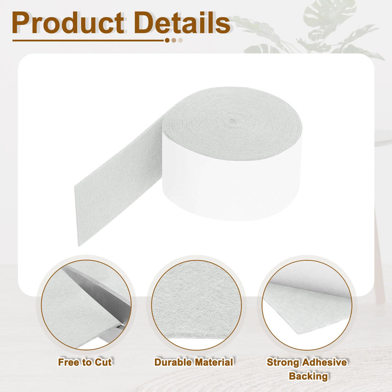 uxcell Felt Strips with Adhesive Backing, 2 Rolls 2" x 193" x 0.06" Anti Scratch Furniture Felt Tapes Self-Stick Pads for Protecting Hardwood Floor, White 2"x193"x0.06"