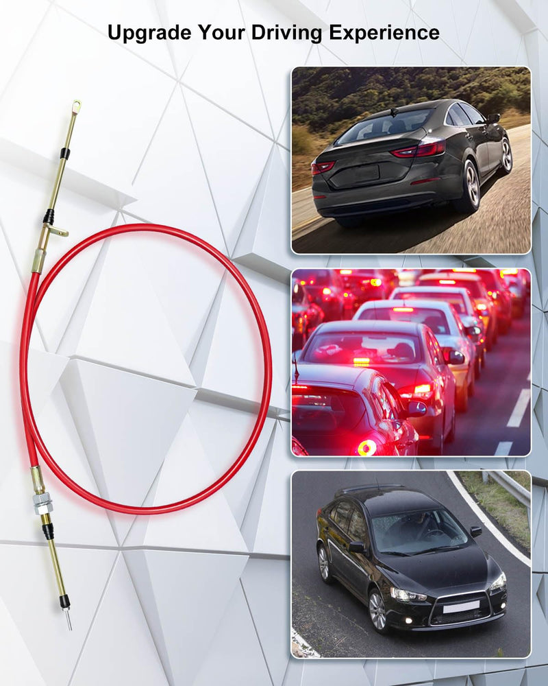 80833 Shifter Cable Fit for B&M Transmission Shift Lever with Eyelet End, 5ft Long Automatic Transmission Shifter Cable AF72-1002 BMM-80833 0.375 Inch Outer Diameter Red Replace 80605