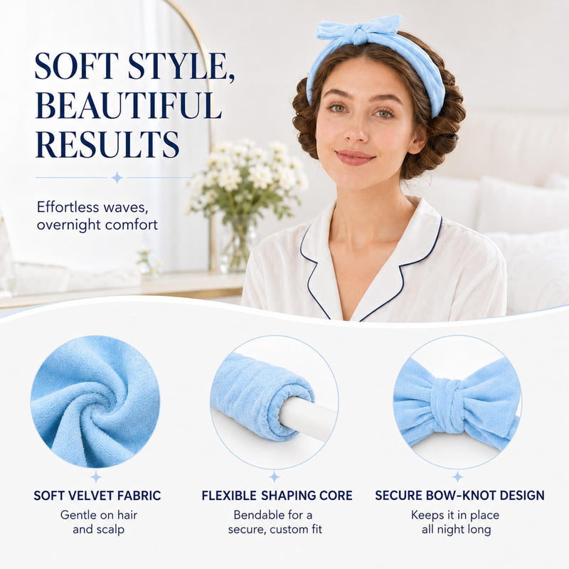  [AUSTRALIA] - 8Pcs Heatless Curlers Set, Hair Rollers with Clips, Heatless Curling Rods, No Heat Hair Curlers for Overnight Blowout rods, Heatless Curls for Long and Short Hair (blue) Blue 1 count (Pack of 1)