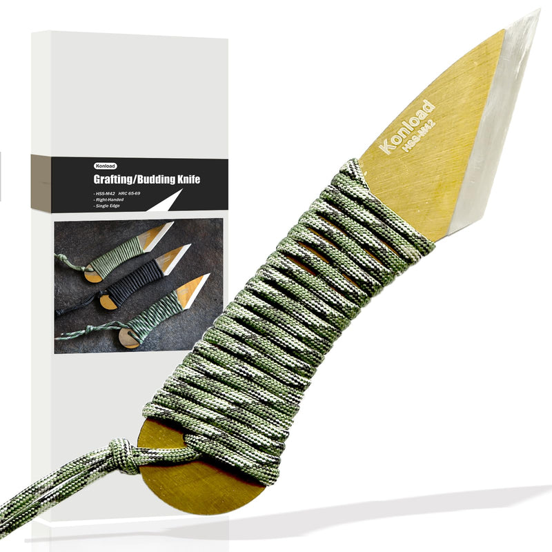 Professional Grafting Knife -Japanese Kiridashi Knife (HRC66-69) Single Blade/Right Hand/Full-Tang Design Garden Tools for Precision Grafting Tool Camo