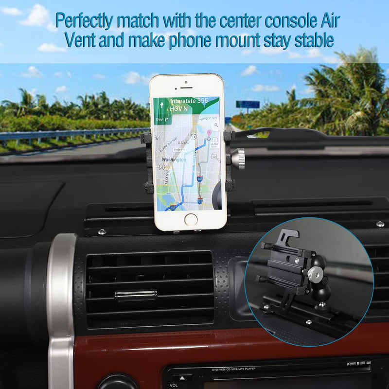 Car Phone Mount Compatible with Toyota FJ Cruiser 2007-2021, Phone Holder for Dashboard Hands Free Track Cradle, Car Dash Mount Cell Phone Stand, Black