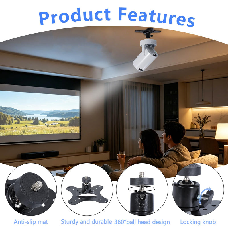 1/4" Screw HY300 Projector Ceiling Mount/Projector Wall Mount Home | Theater Bracket StableHolder Compatible with HY300 and HY300 Pro(50x50,75x75,100x100 hole)–Includes installation package