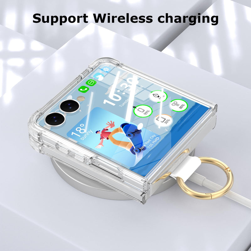 Designed for Samsung Galaxy Z Flip 8 Case Clear with Ring | Anti-Fall Shockproof Protective Phone Cover Case for Z Flip 8 Case 5 G Clear