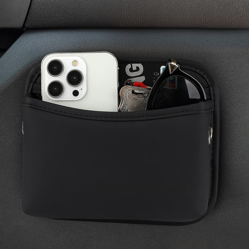 Accmor Universal Car Side Pocket Organizer, PU Leather Car Pocket Pouch for Car Seat, Door, Window, Console, Multifunctional Car Organizer Accessories for Phone Sunglasses Keys Cards, black 1