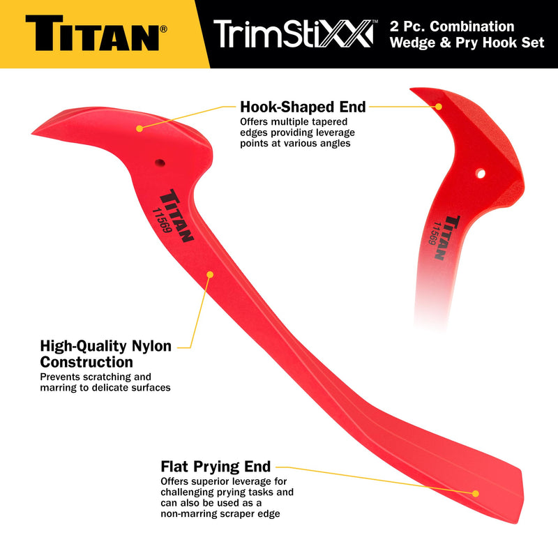 Titan 11568 2-Piece Combination Wedge and Pry Hook Set 2pc Non-marring Wedge and Pry Hook