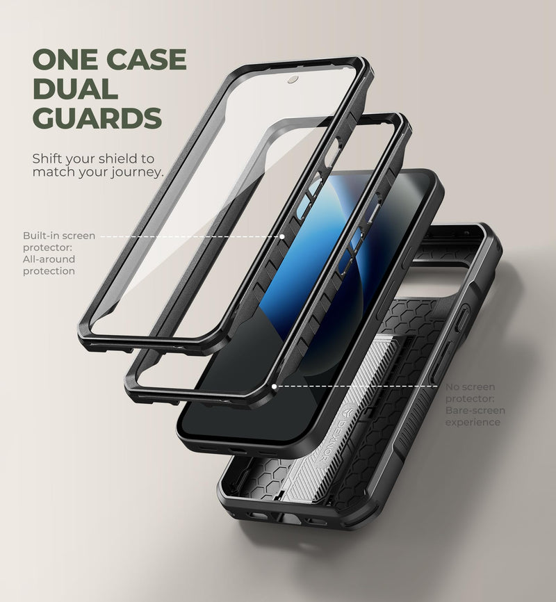 Dexnor for Google Pixel 10a Case with Slide Camera Cover & 2 Front Frames & Built-in Screen Protector & Kickstand, Full-Body Shockproof Protective Cover Heavy-Duty Rugged Bumper Cases,Black(2026) Black