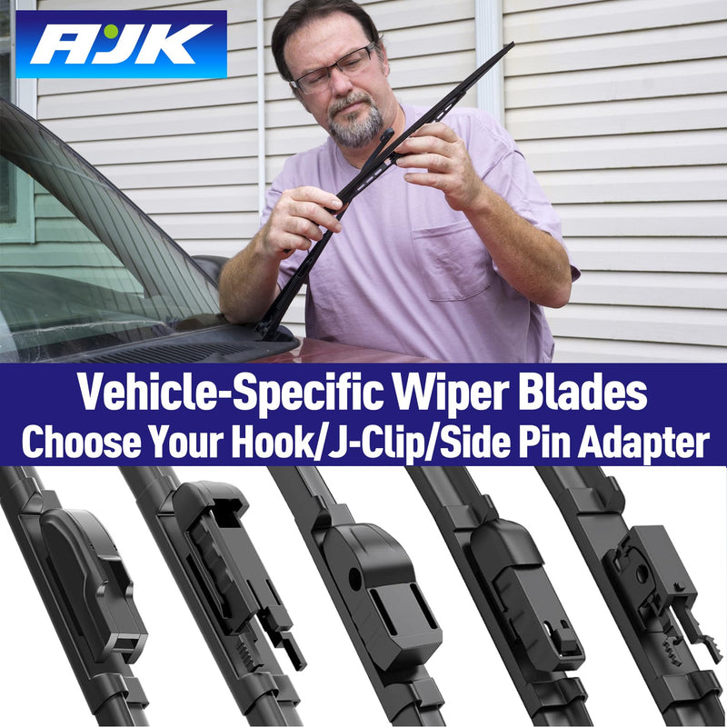 AJK Wiper Blades for Chevrolet Silverado 2019 2020 2021 2022 2023 2024, 2 Piece All Weather OEM Quality Automotive Replacement Windshield Wiper Blades for My Car 22+22