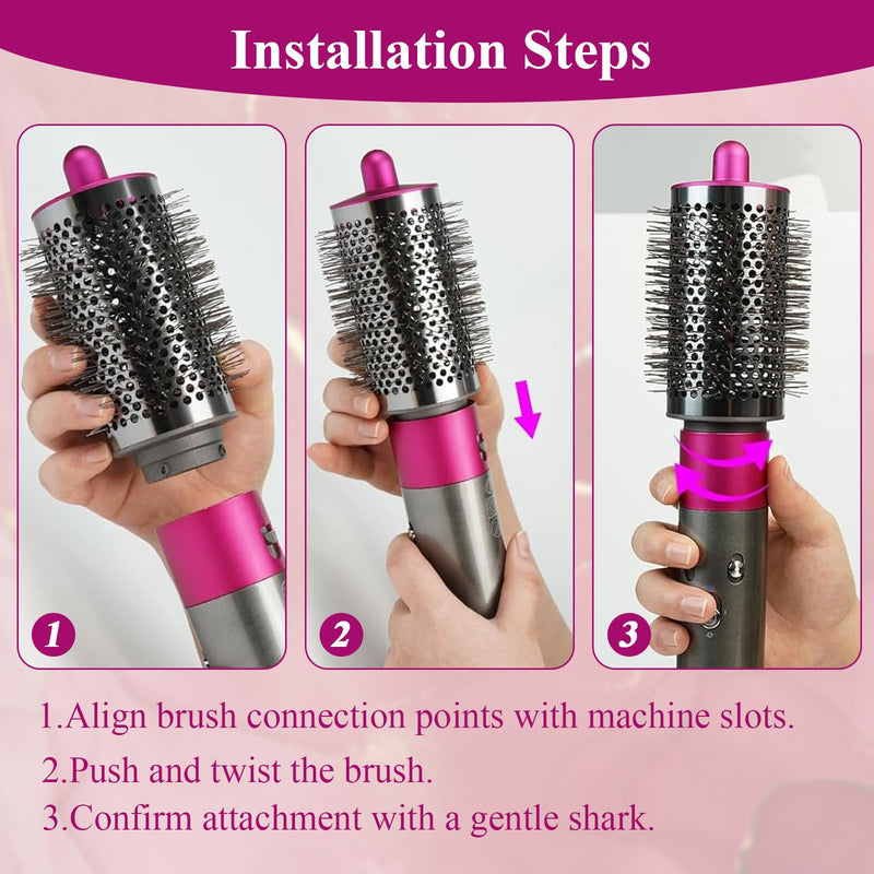  [AUSTRALIA] - ExcellaElite Round Volumizing Brush for Dyson Airwrap Hair Styler, Large Detachable Barrels Round Brushes Hair Styling Tool, Volumizer Attachment Tool for Limp Flat Hair, Rose