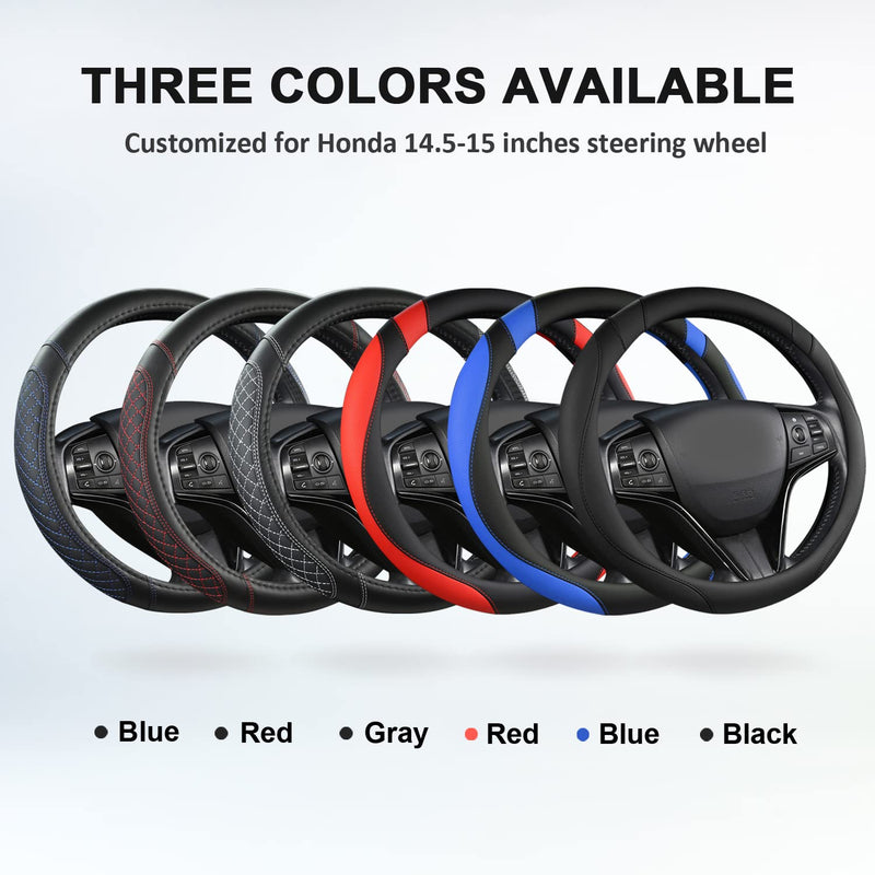 West Llama Customized Auto Car Steering Wheel Cover for Honda Accord CR-V HR-V Pilot Civic(Diamond Quilted -Black+Red-Standard Size) D-Red Standard size (14 Â½''-15'')