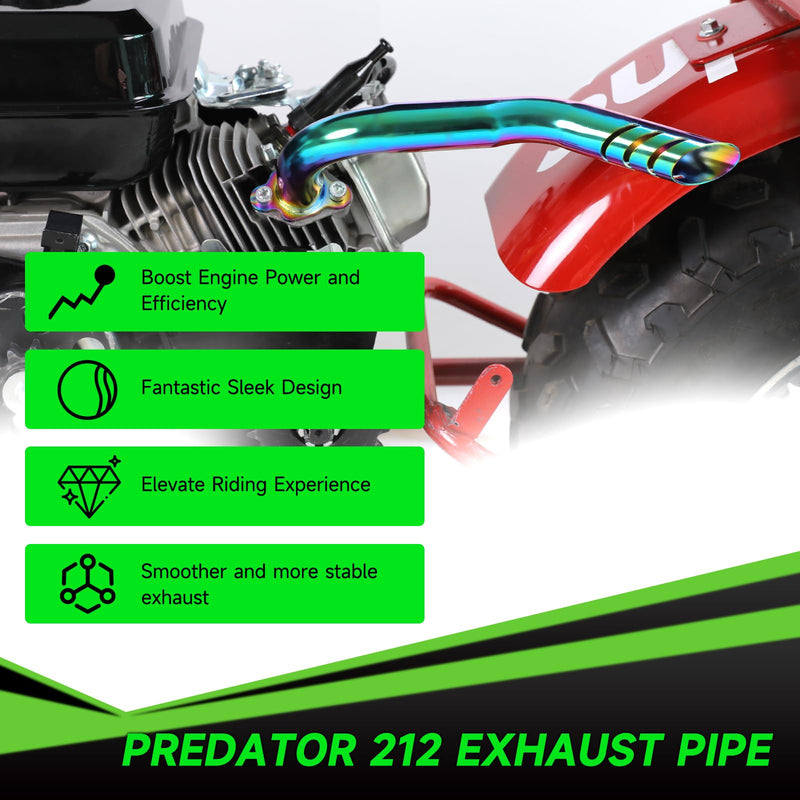 Mini Bike Exhaust Pipe Header Kit Compatible with Predator 212 224cc 196cc Non Hemi Coleman CT200U CT200U-EX B200R BT200X KT196 Go Kart Baja MB200 Axis M200 GX160 GX200 Engine Performance Parts A-Colorful