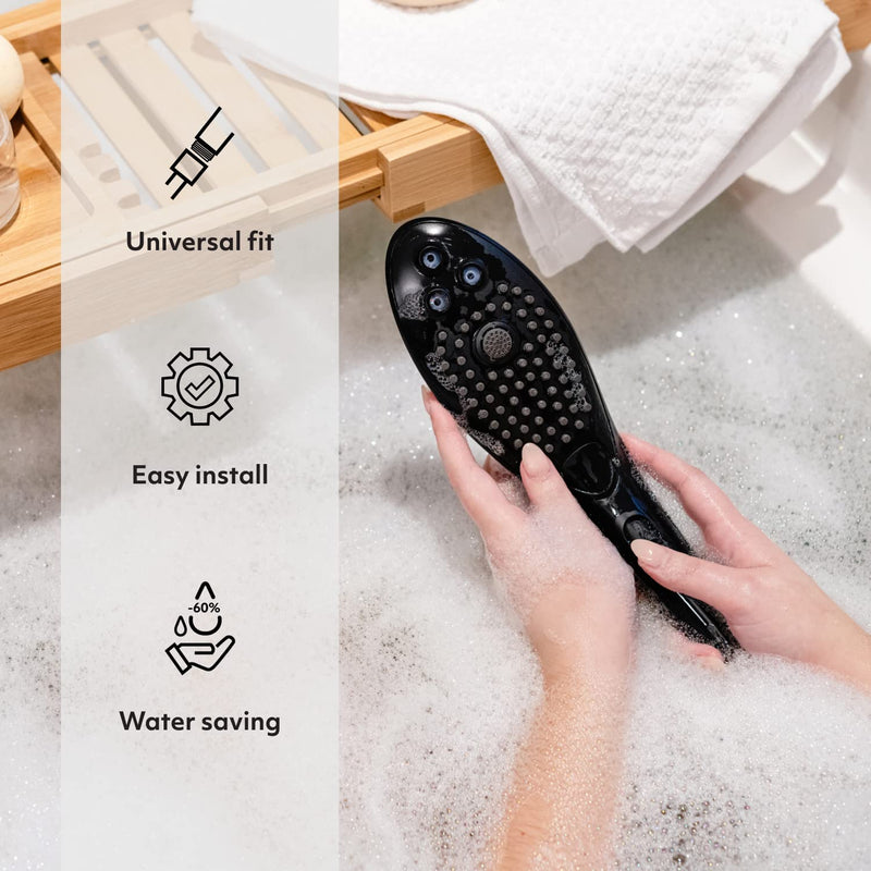 Womanizer Wave Multifunction Shower Head | Special Jet Water Powered Personal Massager | 2in1 Showerhead for Women | Control 3 Pattern Settings | Handheld Water Pressure Massage Tool | Black