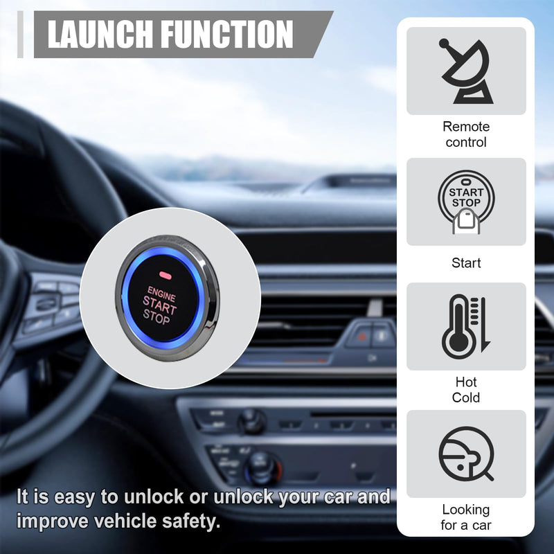 Car Smart Push Engine Start Button Kit & Keyless Entry Starter System, Universal Anti-Thief Car Ignition Switch, Upgrade Key Start to Push Ignition Kit for Most 12V Cars