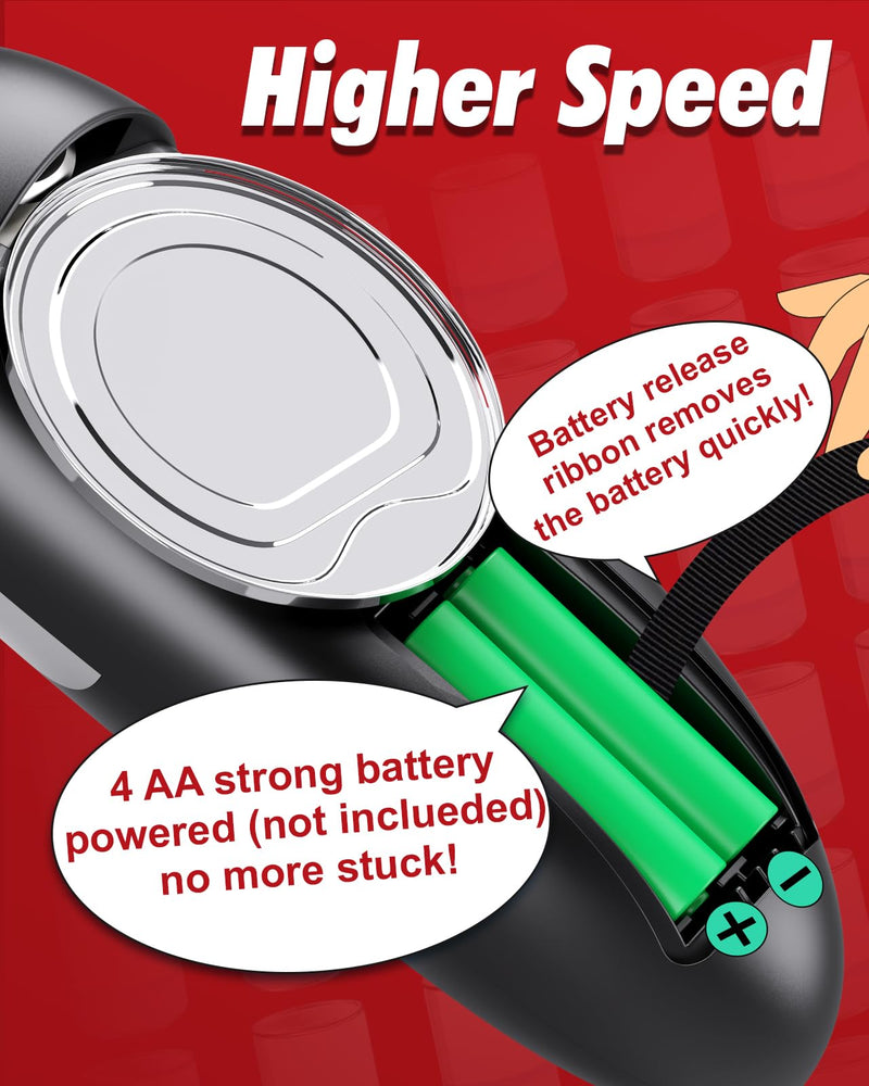One Touch Electric Can Opener Fits All Can Sizes, Electric Can Openers for Kitchen Food Safe with Smooth Edge, Kitchen Gadgets Automatic Can Opener for Seniors, Arthritis and Chef（Black) Black