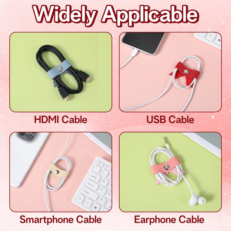 60 Pcs Phone Cord Holder Leather, Leather Cord Organizer Bow Cable Straps | Bulk Organization Solution, Stylish Bow Design, Durable Pu Leather Material, Organize Efficiently, Perfect For Everyday Use