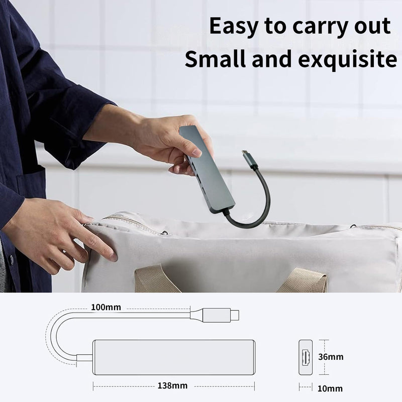 7-in-1 USB C Hub with 4K HDMI,100W PD Charging，USB C Adapter for MacBook Pro/Air,Dell XPS,HP,Lenovo,iPad Pro，Steam Deck - 5Gbps Data Transfer,SD/TF Card Reader,Slim Portable Laptop Dongle Critin-7-in-1 HUB