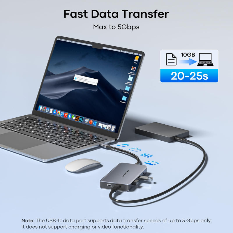 UANTIN Laptop Docking Station 3 Monitors, 8-in-1 USB C Dock with 2 HDMI, DP | USB C Docking Station Dual Monitor with 4K@60Hz HDMI, DisplayPort, USB A & USBC Data, 100W PD, USBC Adapter for Dell,HP