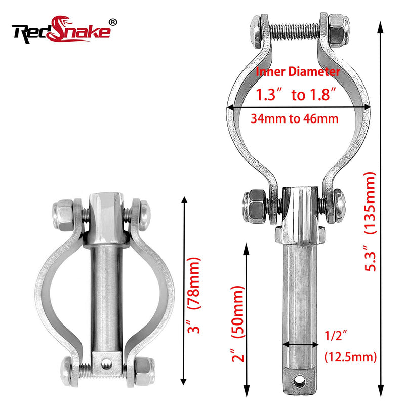 RedSnake Marine Oarlock Socket 316 Stainless Steel Heavy Duty Clamp on Shaft Rowlock Oarlock Side Mount Rowlock Paddle or Yacht Boats Water Rafts Kayaks Dinghy Lifeboat2-Pack Adjustable Fixture
