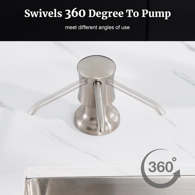 Soap Dispenser for Kitchen Sink Brushed Nickel, Built-in and Refill-from-Top Design with Liquid Hand & Dish Soap Bottle with Bottle