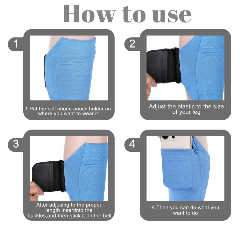 Amabro Leg Phone Holder Non Slip Cellphone Thigh Ankle Wallet Armband Strap | Adjustable Sport Pouch Storage Bag Accessories for Running Hiking Workout Walking Hiking Equestrian, Blue, 30-45cm