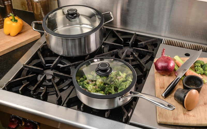 Black Cube Universal Tempered Glass Lid for Pots & Pans Set - 9.5-Inch, Black, Glass - Fits Nonstick Frying Pans & Skillets - Compatible with Induction Cookware