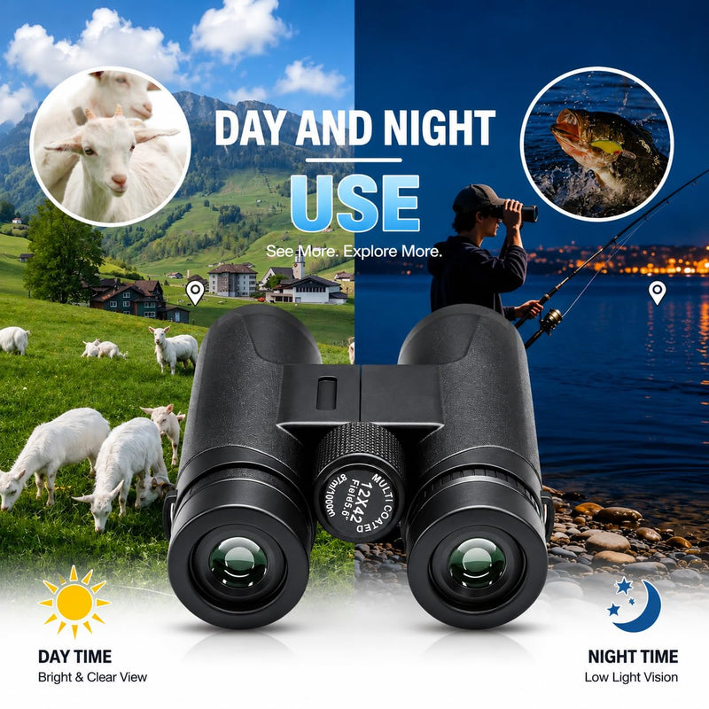 10x42 Binoculars for Adults and Teens 14+, HD, BAK4 Prism and FMC Lens, Easy Focus, Compact, for Bird Watching, Travel, Concerts, Sports, with Carrying Case