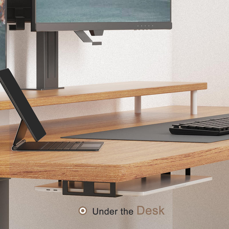 Joythink Universal Under Desk Metal Laptop Mount Laptop Holder Tray with Anti-Scratch Under Table Hidden Docking Station Holder Silicone Under Desk Mount for Laptop Keyboard Tablet Kitchen 3 PCS