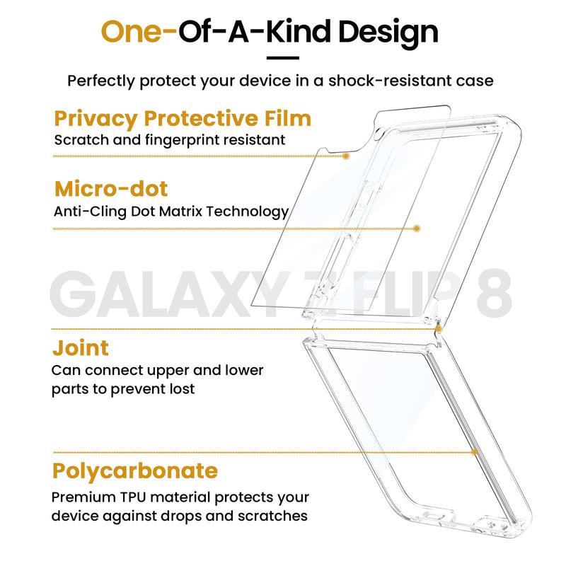 VEGO for Samsung Galaxy Z Flip 8 Case with Screen Protector, Full Clear | TPU Crystal Anti-Yellow & Ultra Slim, Wireless Charging, Spray Painted Shockproof Bumper Cover for Z Flip 8 2026 A-Clear For Flip 8