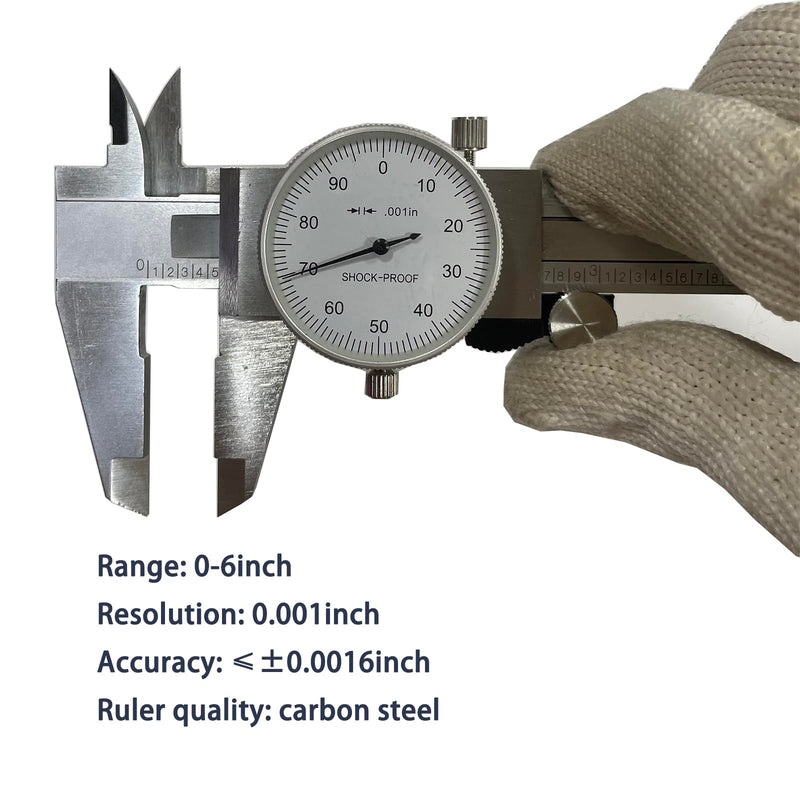  [AUSTRALIA] - 6 Inch Dial Caliper, MFQNENLK 4-Way Measurement Calipers, 0.001 Accuracy Imperial Shockproof Measuring Tool with Plastic Case (Dial Caliper 0-6" Range) Dial Caliper 0-6"