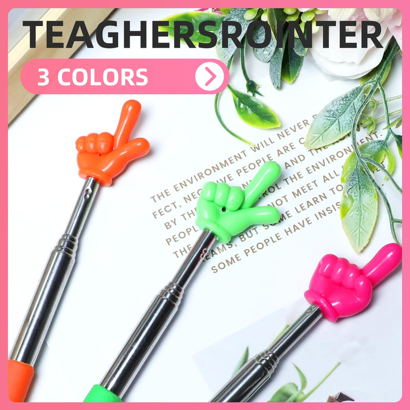 3 Pcs Extendable Hand Pointer Finger Pointer Stick,Mini Retractable Pointer Sticks,Talking Stick,Small Hands,Extendable Pointer Finger,Supplies Classroom(Orange+Green+Pink)