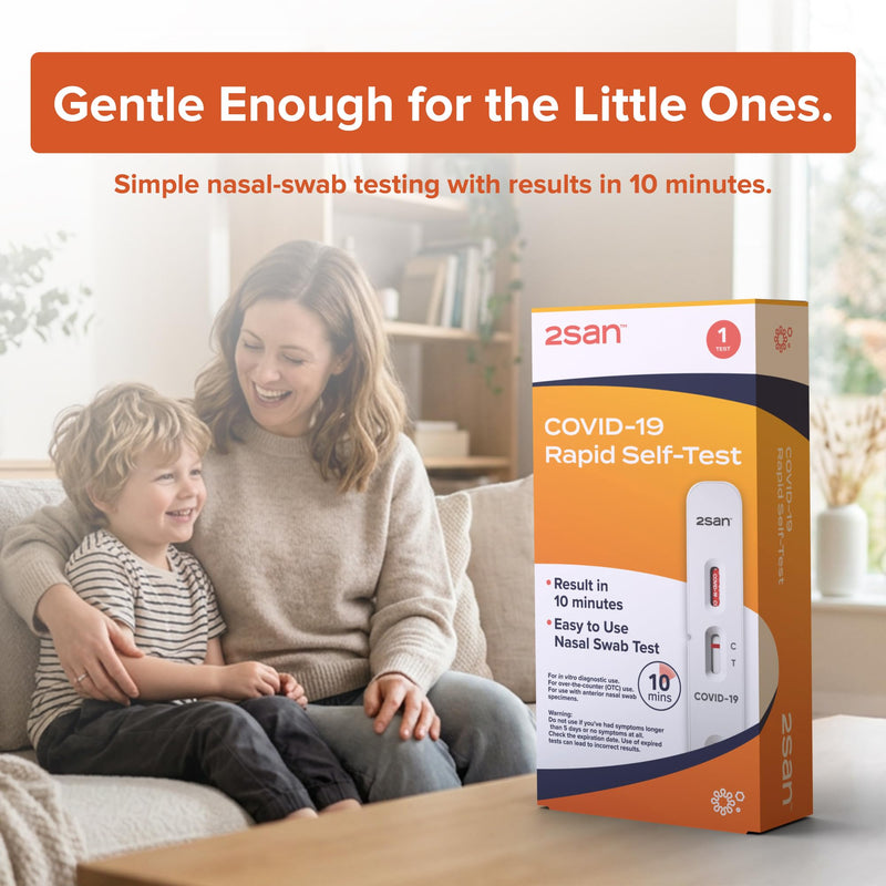 2San COVID-19 Rapid Antigen Home Test - Results in 10 Minutes | FDA Cleared OTC nasal swab test for ages 2+ – no appointment needed – available in 1, 2, or 5 pack