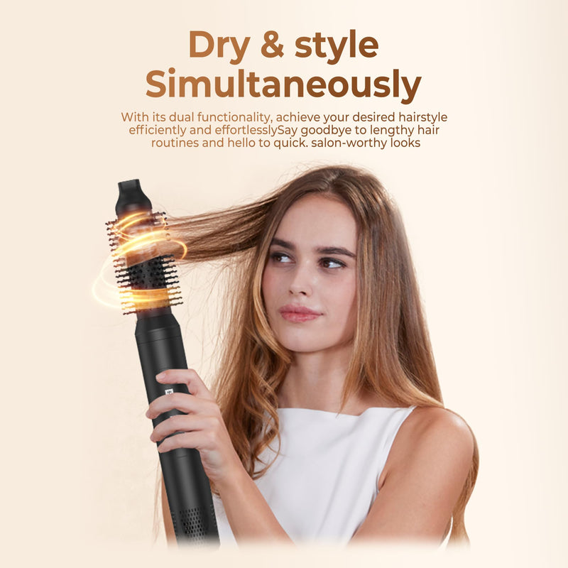  [AUSTRALIA] - OKWRAP Airbrush Hair Styler 5 in 1 Air Styler 110000 U/MIN Airbrush 5 in 1 | Hairstyler Multi Styler with Hot Air Brush, Blow Dryer Brush, Hair Dryer, Air Curler for Drying, Straightening and Volumizing Black