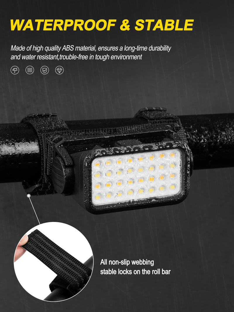 ZIDIYIRUO UTV Dome Light, Rechargeable UTV Interior Light Compatible with Polaris RZR Ranger Can-Am Pionner Talon Kawasaki, 32pcs LED Chips with 5 Kinds Modes for 1.25"-2.0" Roll Bar Mount (1 Pack) 1pc