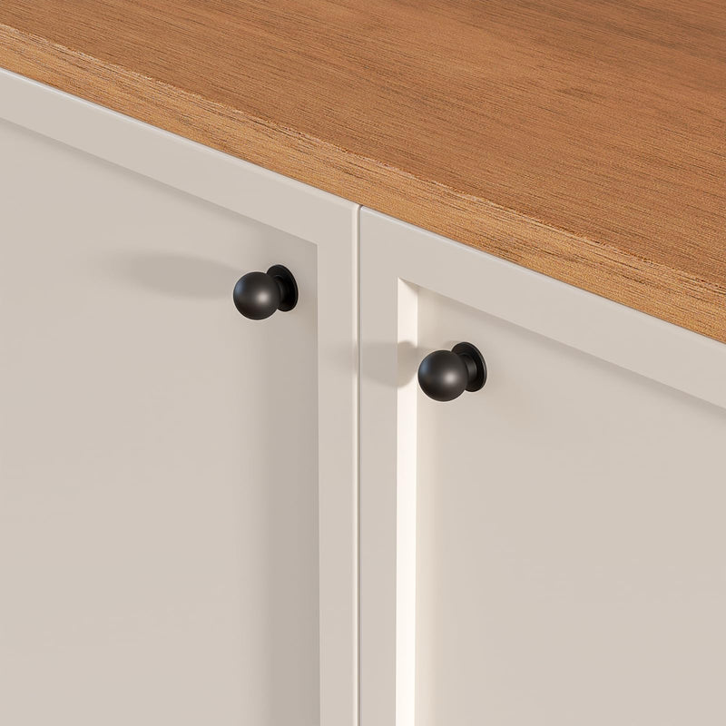 homdiy 15 Pack Cabinet Knobs 15/16 Inch Round Matte Black Finish Aluminum Mushroom Knobs for Kitchen Bathroom Dresser Drawer, Single Hole