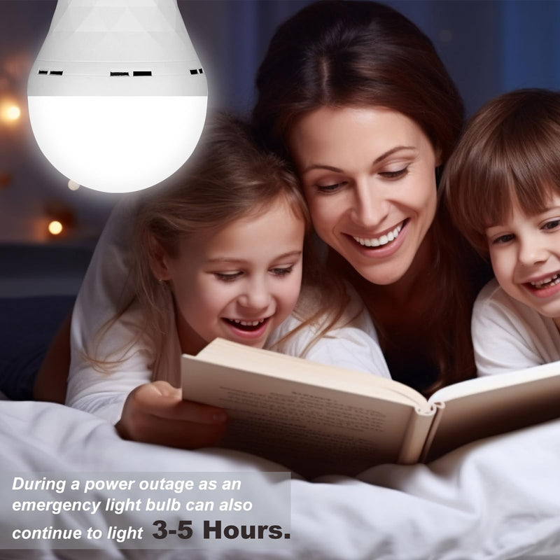 Ostwiki Rechargeable Emergency Light Bulbs 6 Pack Battery Operated Backup Light Bulbs for Power Outage Camping 9W E27 8500K Daylight Self-Charging Lamps for Home Hurricane Preparedness 8500k Cool White