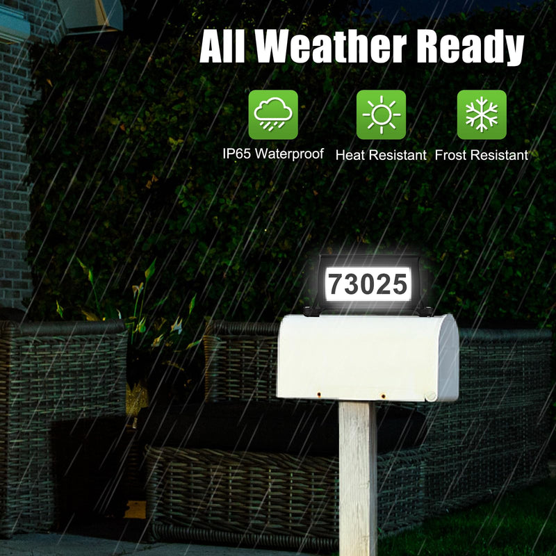 Solar Address Sign, 3 Colors-in-1 Waterproof Mailbox Number Plaque for Outside, Double-Sided Light-Emitting Mailbox Topper, House Numbers for Outside (No-drilling Option Available) Black