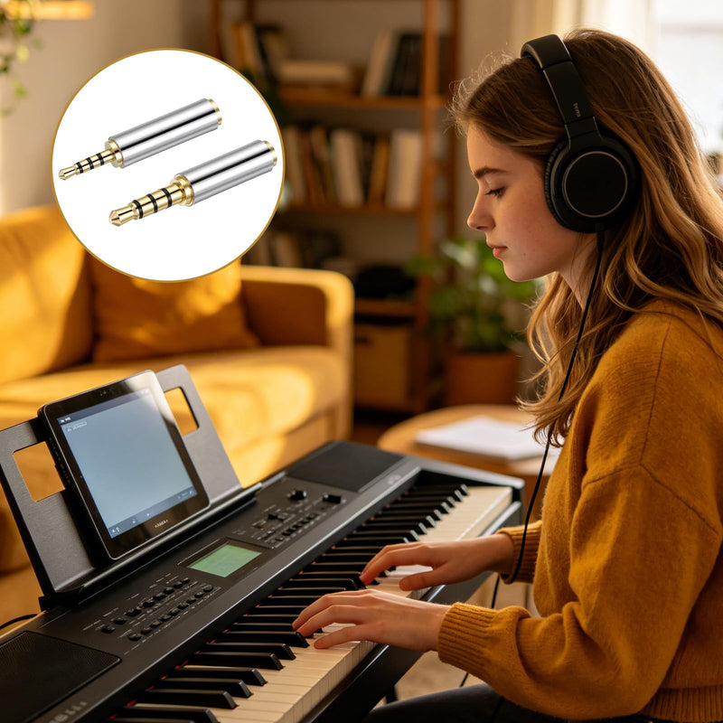 cobee 4 Pcs 2.5mm to 3.5mm and 3.5mm to 2.5mm Adapter | Gold Plated Stereo Audio Adapter Jack Connector Converter for Headphone Smartphones Tablets Mono MIC Function Compatible