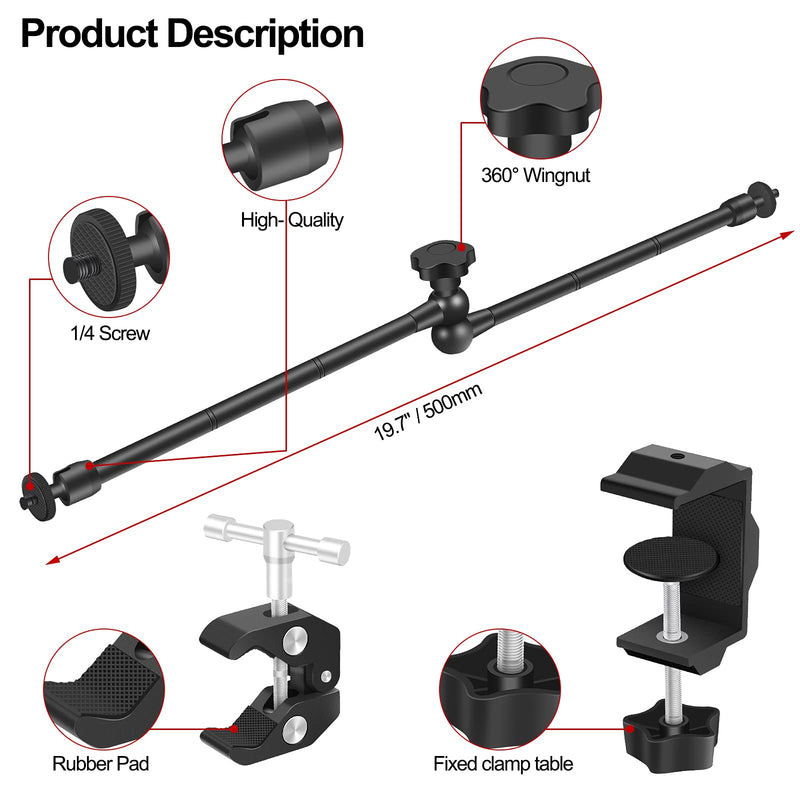 Toolour Helping Hands Soldering Clamp, 19.7” Magic Arm, Flexible Articulating Arms with Clamps, Magic PCB Clip for Hot Air Gun/PCB Holder/Desoldering/Welding/Repairing/DIY Work/Hobby Craft