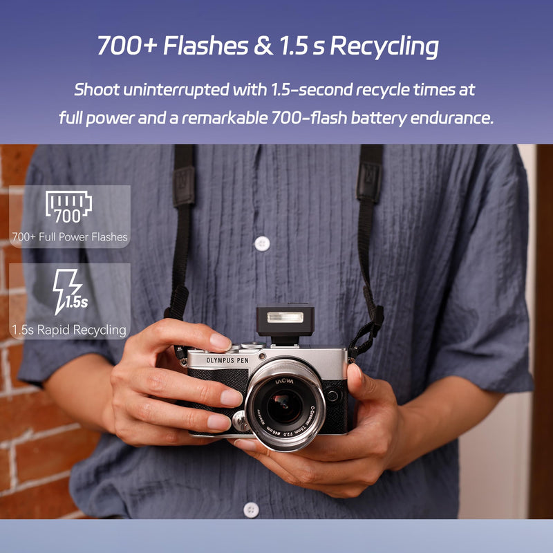 GODOX IT20 C TTL MINI iFlash Camera Flash Light,700+ Flashes & 1.5 s Recycling,6 Stops (1/32 to 1/1 Power),Built in Battery with Magnetic Diffuser & Filter (Black, for Canon) Black