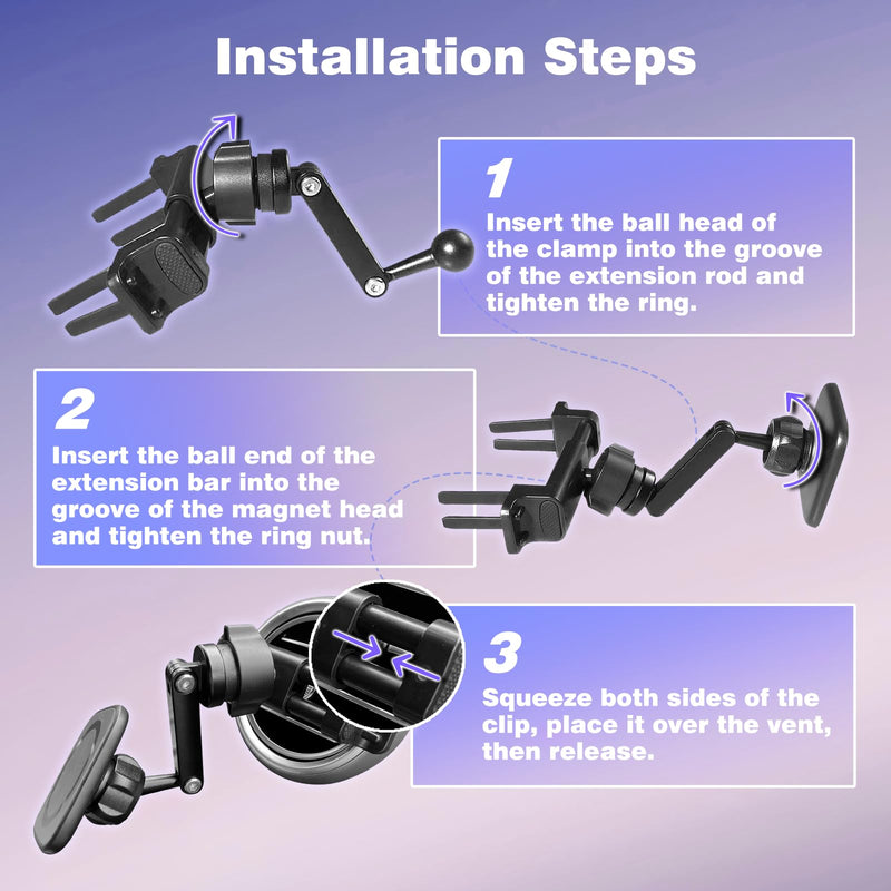 Magnetic Phone Mount for Wrangler JL Gradiator Rubicon Sahara 360° Adjustable Vent Holder | Ultra-Strong Magnet for iPhone 15/14/13 Galaxy S23/S22 Car Truck Dash Mount jee p wrangler Accessories