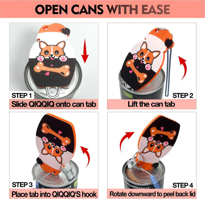 Pull Tab Opener for Food Cans Fridge Magnets Tab Openers for Seniors Cute Cat Dog Food Can Opener Tool for Long Nails Arthritis Sore Hands Dog