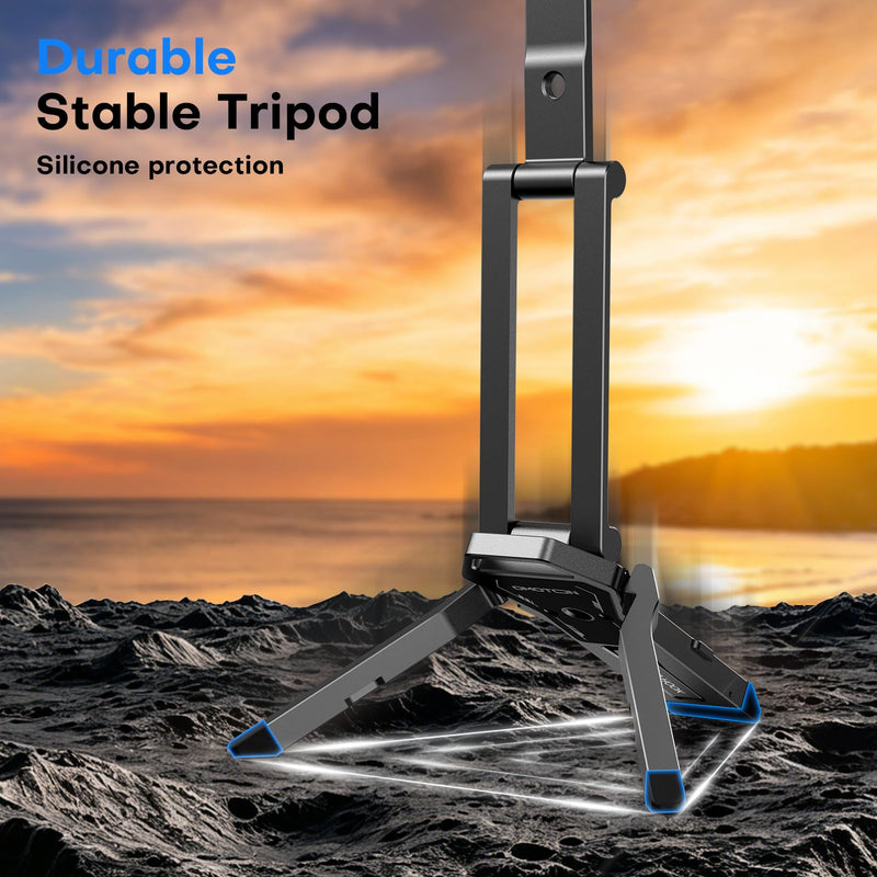 OMOTON TP06-E [3-Adjust] Sturdy Compact Magnetic Phone Tripod for iPhone 17 | Mini Phone Stand for MagSafe, Two 1/4" Screw& Arca, Fold Hook, Fits Vlog, Creators, Live, Women Men Gift, Travel Essentials 1-Black