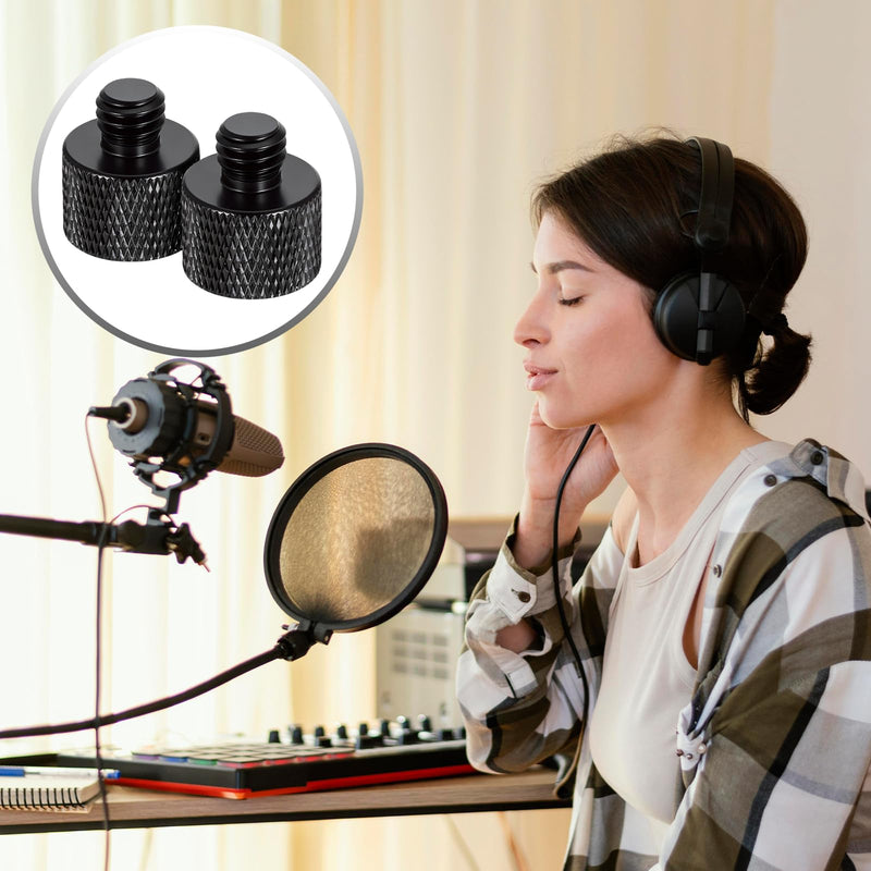 2 Pack Mic Stand Adapter Microphone Stand Adapter 5/8 Female to 3/8 Male Thread Screw 5/8 to 3/8 Adapters for Microphone Stands Boom Arm Camera Tripod