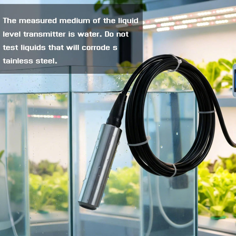 YB‑2J‑F Liquid Level Transmitter 5m Cable Water Level Sensor Detector 12‑32VDC 4‑20mA 304 Stainless Steel Liquid Level Sensor (0‑)