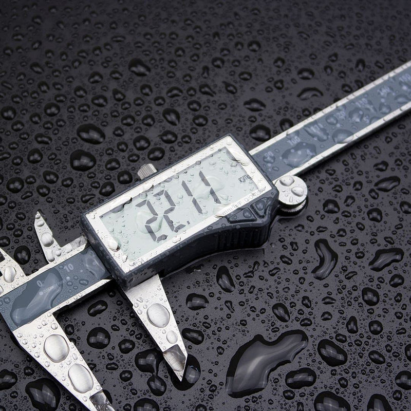 Clockwise Tools IP54 Grade Digital Caliper, DCLR-0805 0-8" /200mm, Inch/Metric/Fractions Conversion, Stainless Steel, Large LCD Screen DCLR-0805 8 inch