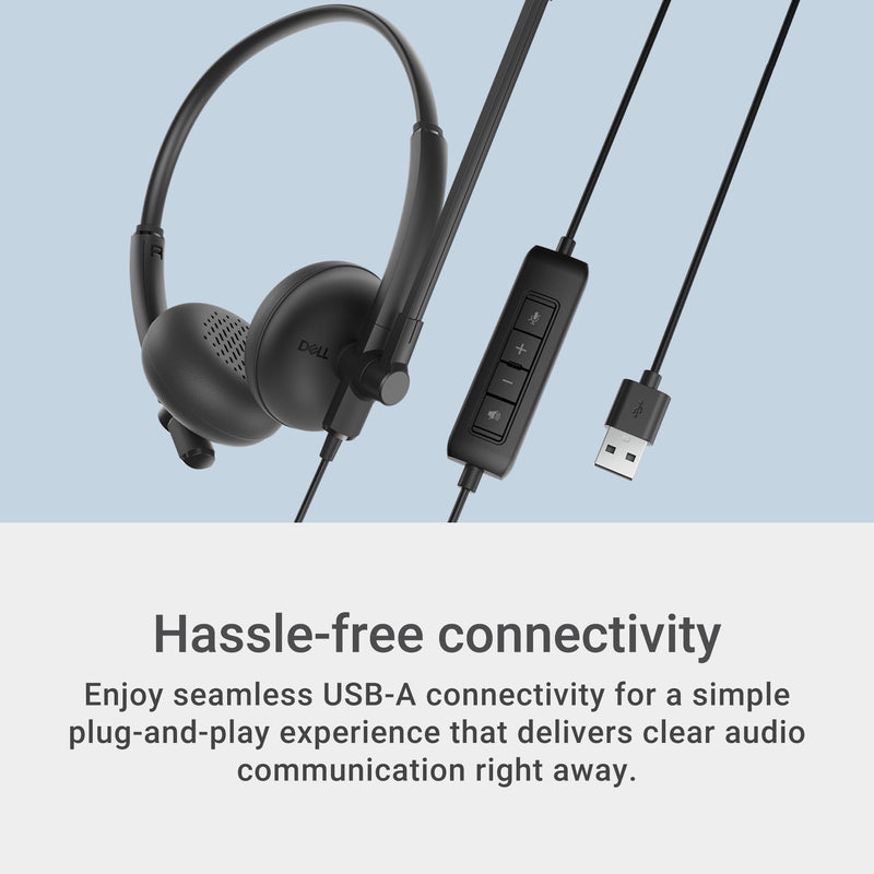 Dell Wired Headset WH125, Boom Mic, Black | USB Type-A, Mac & Windows, Leatherette Cushions, 270° Rotational Mic, Computer Use Dell Wired Headset - WH125