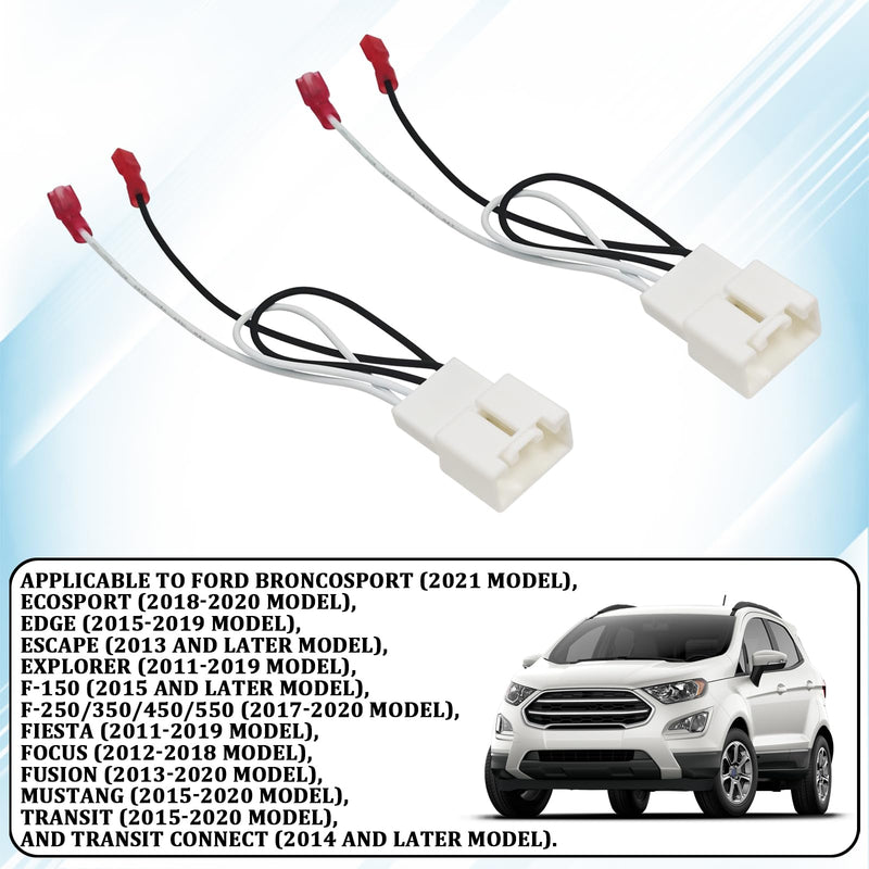 4PCS 72-5602 Car Door Speaker Adapter Wiring Harness, Audio Wire Cable Connector Plug, Compatible with Ford Focus F-150 F-250 EcoSport Explorer Escape & Mazda 3 CX-3 CX-5 CX-9 Speaker WHITE